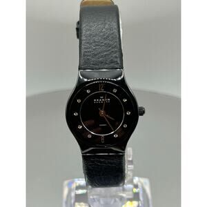 3. Skagen Ladies Black, 24mm, Black Leather Band, New Battery